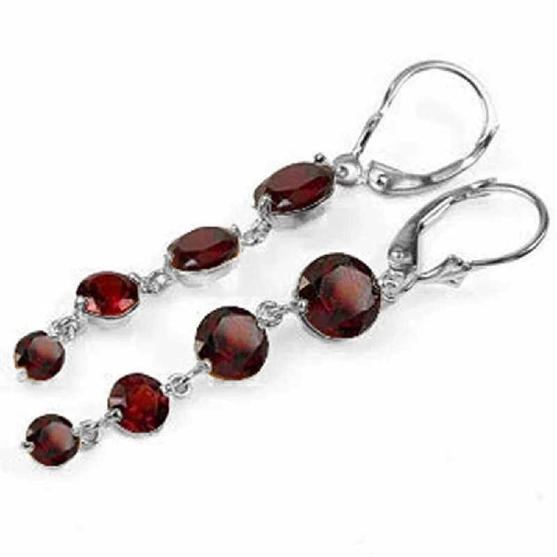 7.8 Carat 14K Solid White Gold Chandelier Earrings Natural Garnet