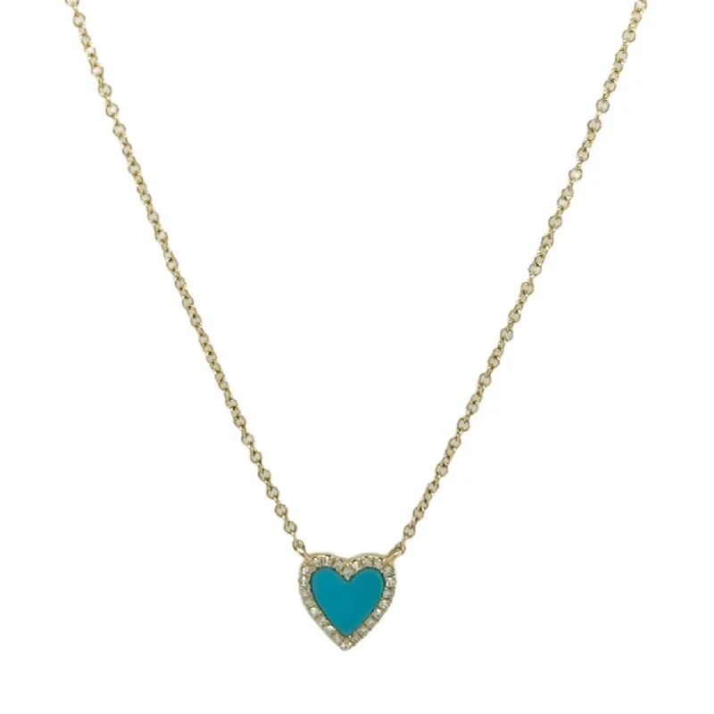 TURQUOISE & DIAMOND HEART NECKLACE