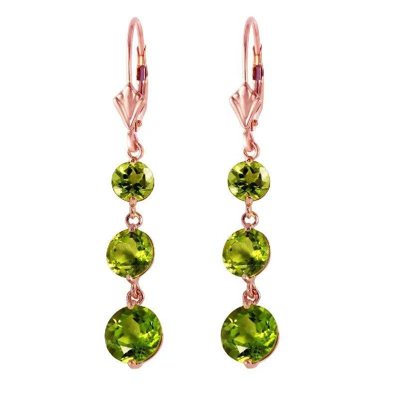 7.2 Carat 14K Solid Gold Drop Earrings Geen Peridot Gemstones