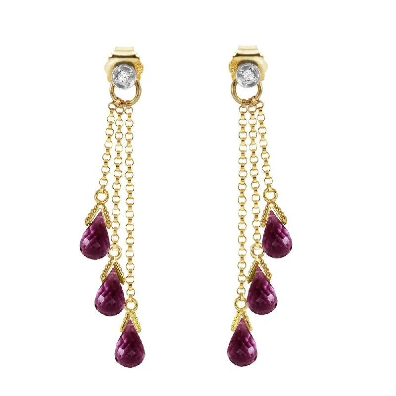 10.53 CTW 14K Solid Gold Chandelier Earrings Diamond Amethyst