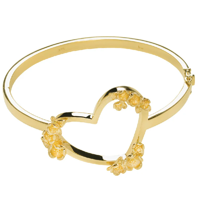 Karen Walker Botanical Heart Bangle - 9ct Yellow Gold