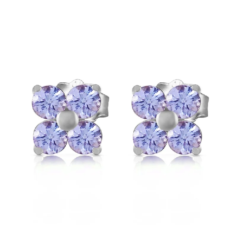 1.15 CTW 14K Solid White Gold Stud Earrings Natural Tanzanite