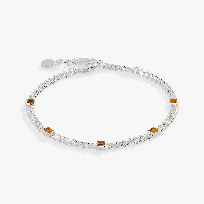 November Birthstone Topaz Curb Chain Bracelet