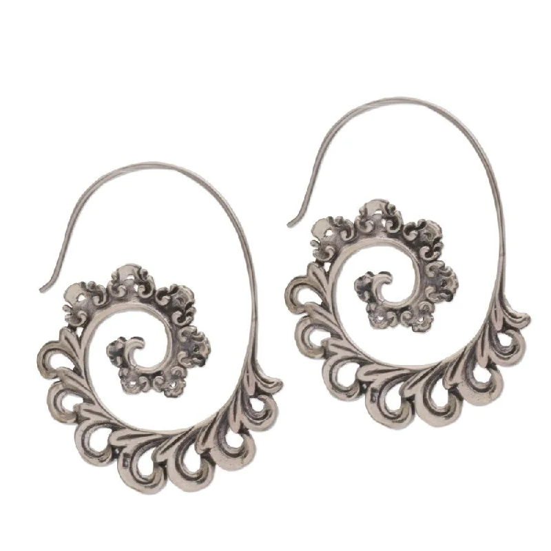 NOVICA Handmade Sterling Silver Paisley Ferns Earrings (Indonesia) - 1.8*0.1