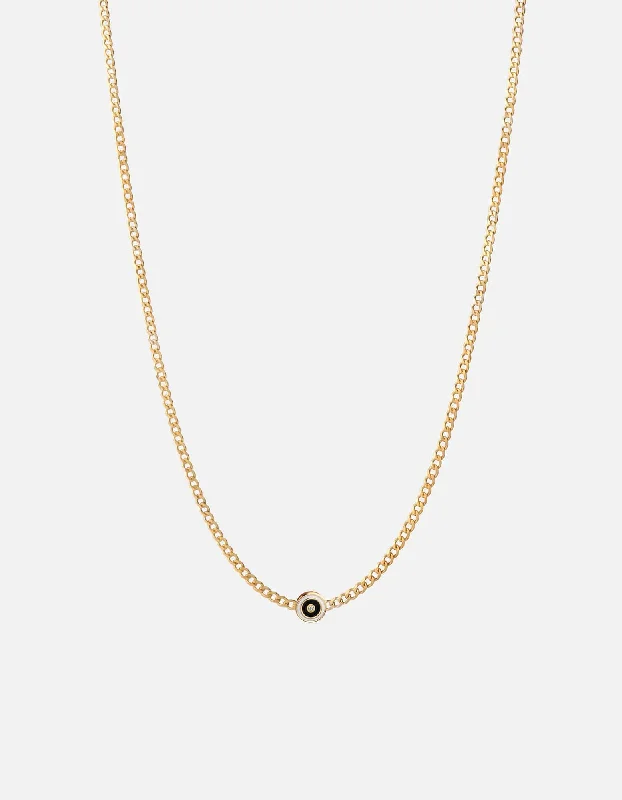 Opus Sapphire Type Chain Necklace, Gold Vermeil/Black