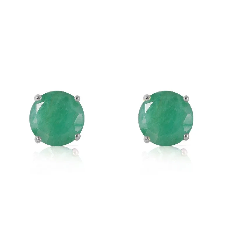 0.95 CTW 14K Solid White Gold Fortress Of Love Emerald Earrings