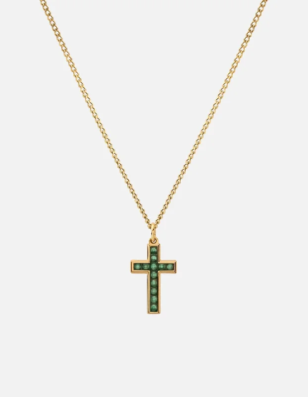 Cross Agate Necklace, Gold Vermeil