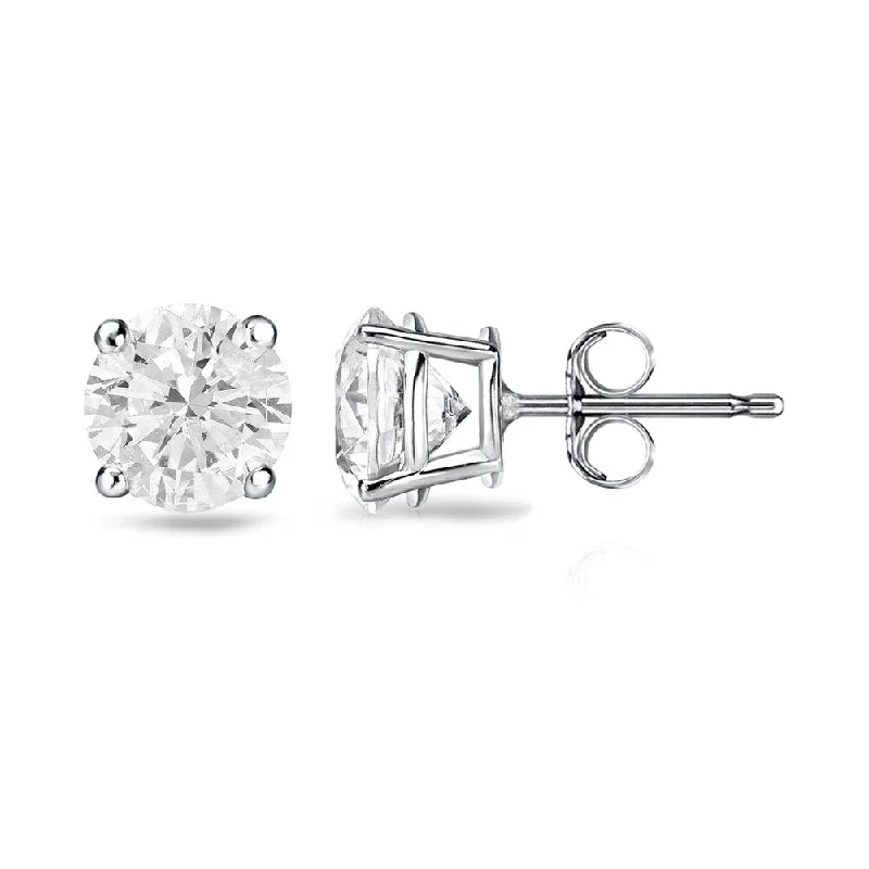 18k Gold 1 1/4ct TW Round Clarity Enhanced Diamond Stud Earrings