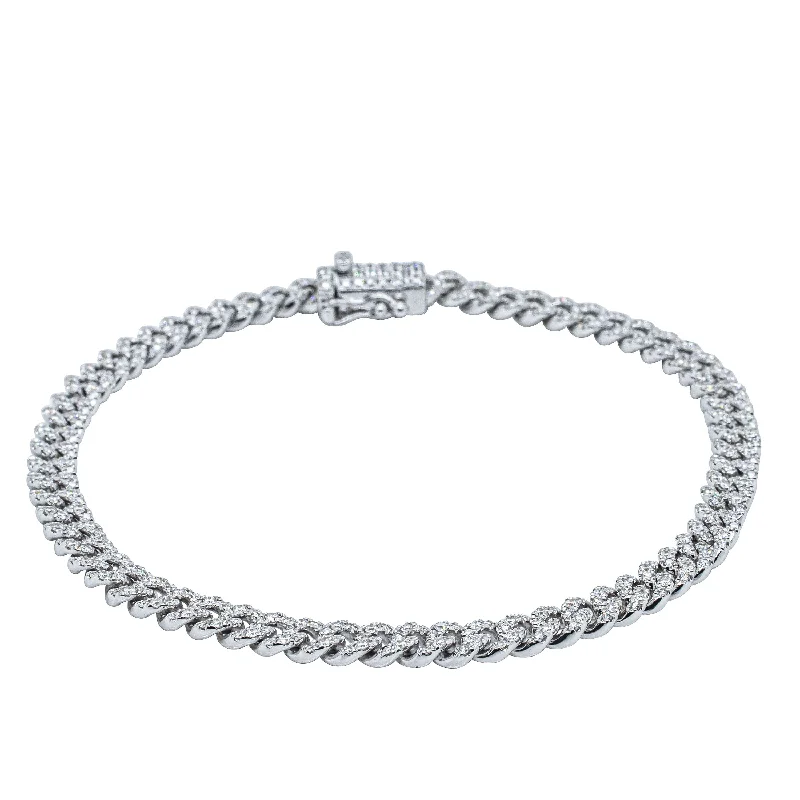 18ct White Gold 1.39ct Diamond Curb Link Bracelet