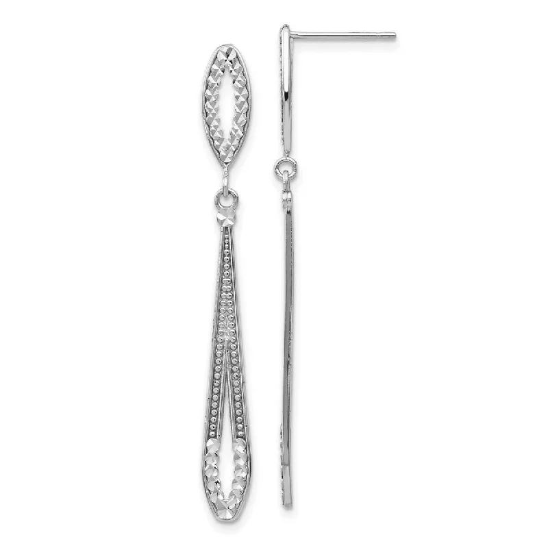 Curata 14k White Gold Sparkle Cut Long Drop Dangle Earrings - 48x5mm