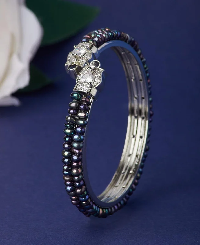 Stunning Stone Studded Pearl Bangle