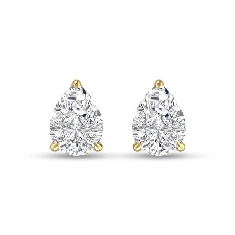 Marquee Lab Grown 1/2 Carat Pear Shaped Solitaire Diamond Earrings in 14K Yellow Gold