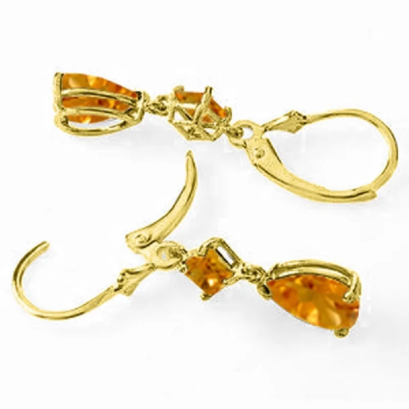 4.5 Carat 14K Solid Gold Beaute Citrine Earrings