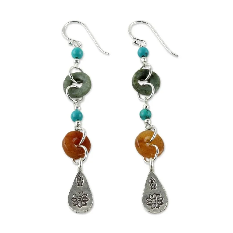 NOVICA Handmade Hill Tribe Adventure Multi-Stone Earrings (Thailand) - 3*0.4