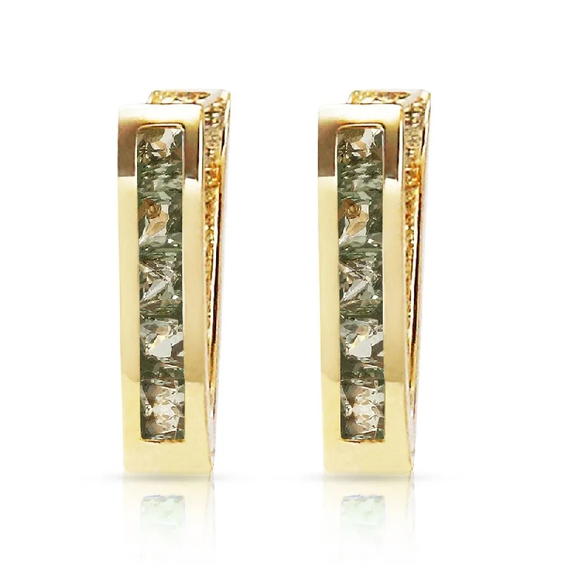 1.3 Carat 14K Solid Gold Huggie Earrings Green Natural Sapphire