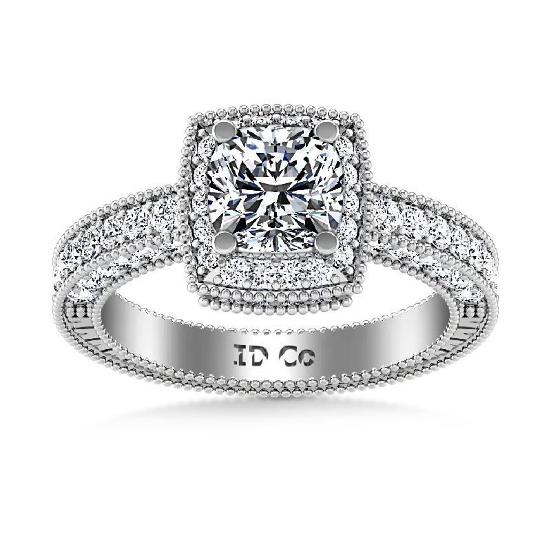 Halo  Engagement Ring Danica 14K White Gold