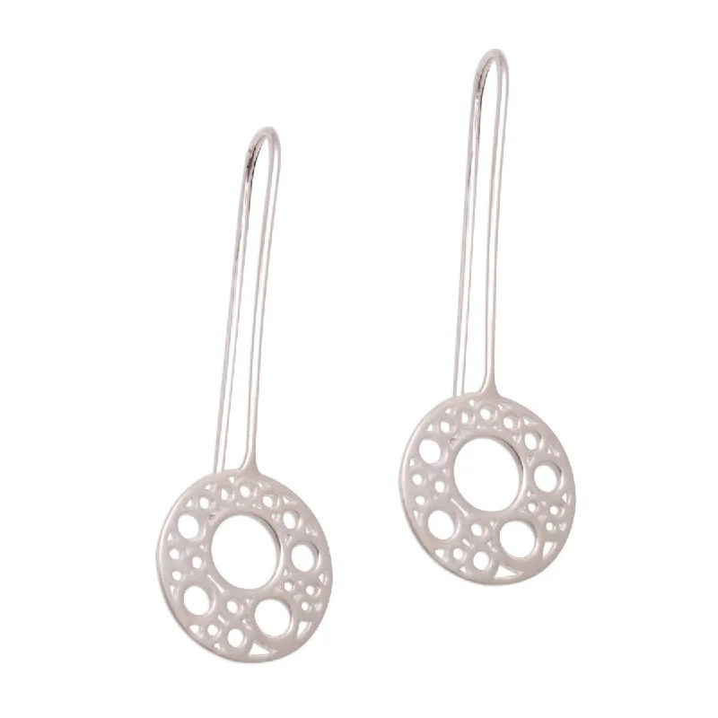 NOVICA Circular Patterns, Sterling silver drop earrings - 1.6*0.6