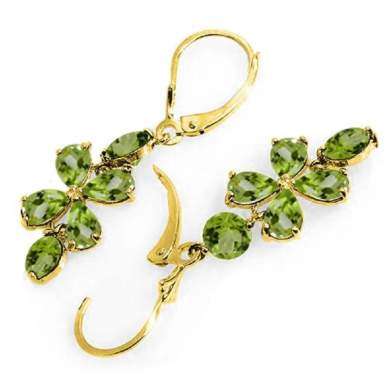 5.32 CTW 14K Solid Gold Petals Peridot Earrings