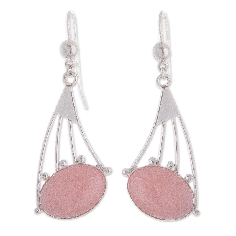 Handmade Inca Comets Rose quartz dangle earrings (Peru) - 9' x 12'