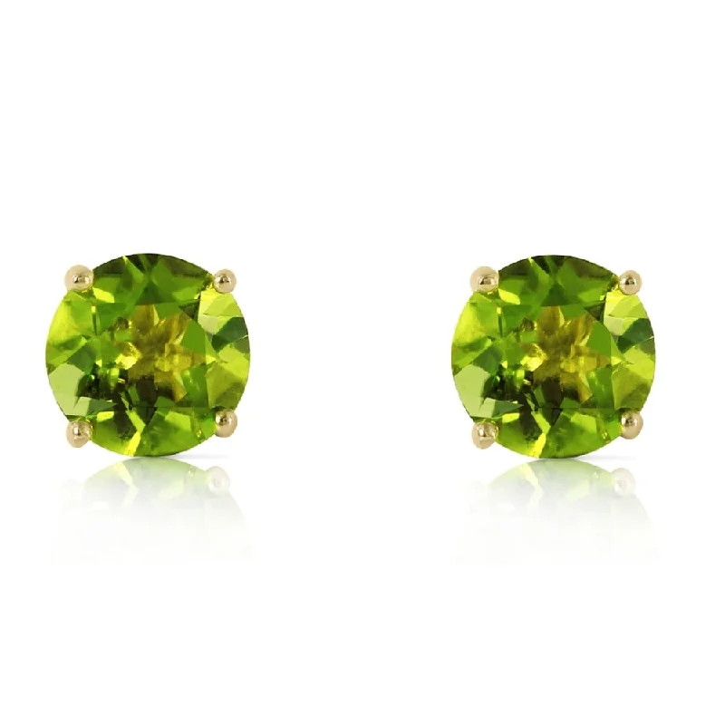 3.1 CTW 14K Solid Gold Stud Earrings Natural Peridot