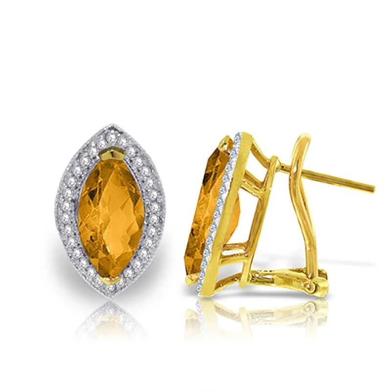 3.6 Carat 14K Solid Gold Natural Marquise Citrine Diamond Earrings