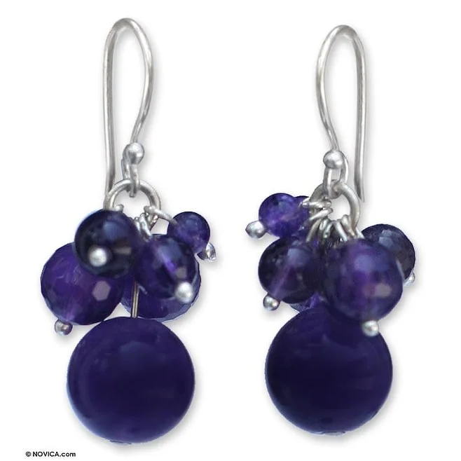 Handmade Sterling Silver 'Friends' Amethyst Earrings (Thailand)