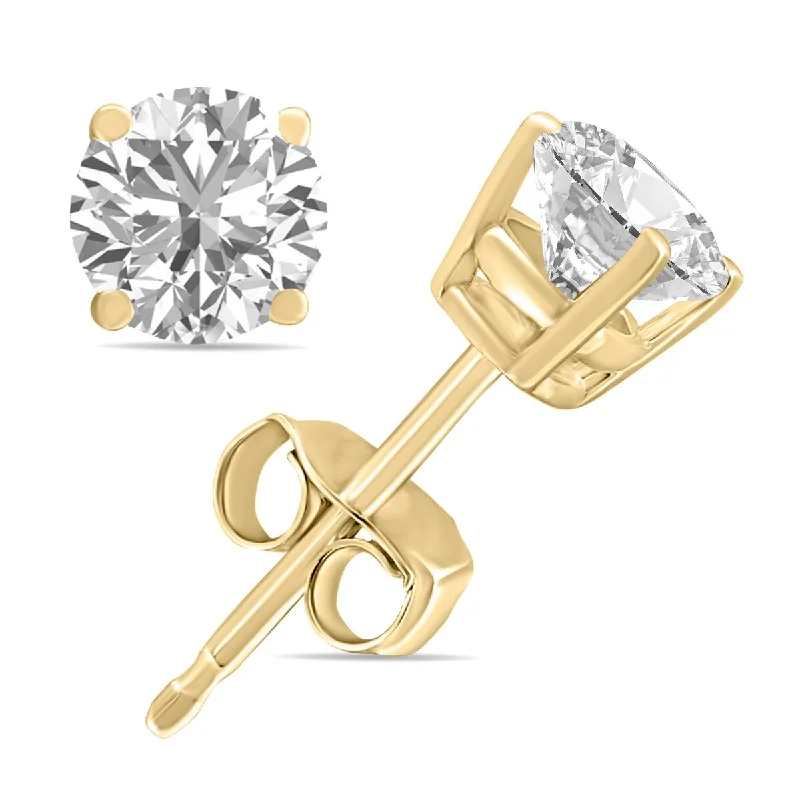 Marquee 3/4 Carat TW Lab Grown Diamond Round Solitaire Stud Earrings in 14K Yellow Gold