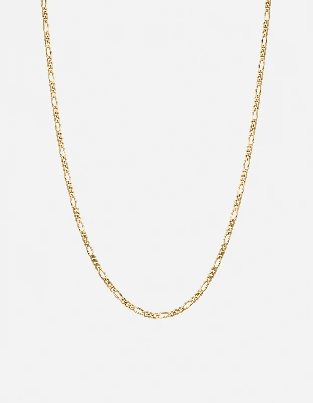 3mm Figaro Chain Necklace, Gold Vermeil