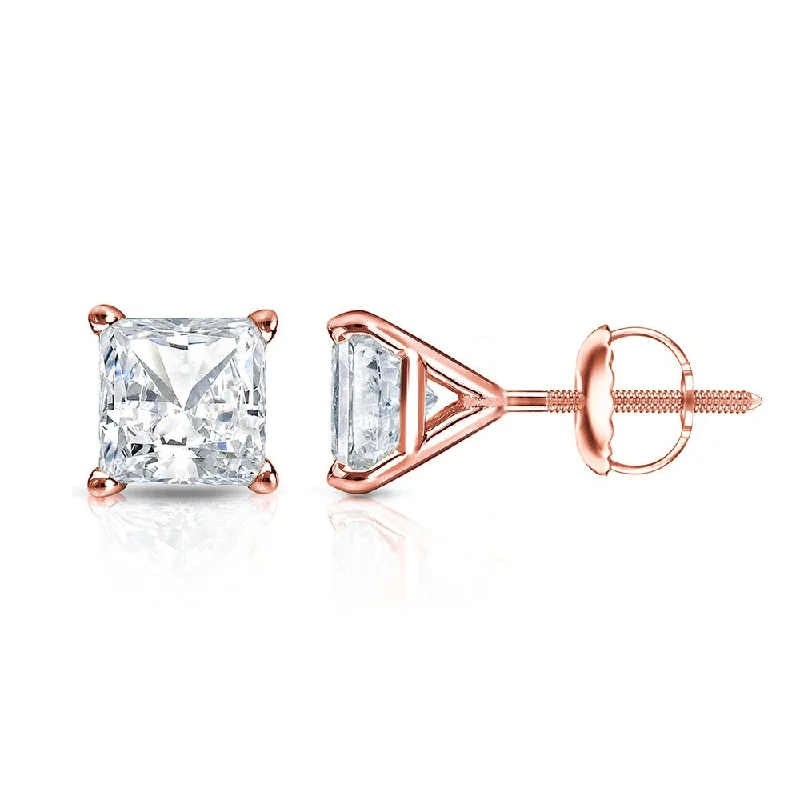 Auriya 1/4ctw Princess-cut Diamond Stud Earrings 14k Gold Martini-set