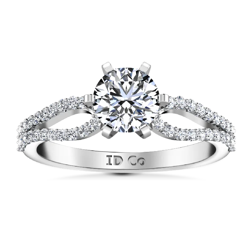 Pave Engagement Ring Tres Jolie 14K White Gold