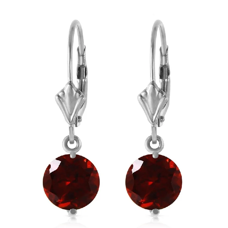 3.1 Carat 14K Solid White Gold Notwith standing Garnet Earrings