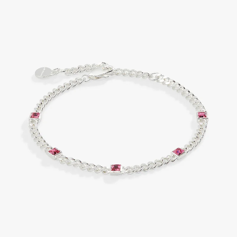 October Birthstone Rose Curb Chain Bracelet