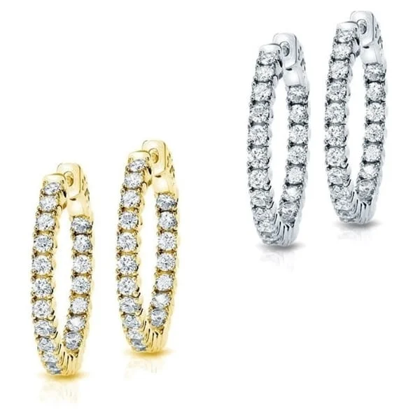 Auriya 14k Gold 5 1/4ctw Medium Diamond Hoop Earrings - 1.29-inch (H-I, SI1-SI2)