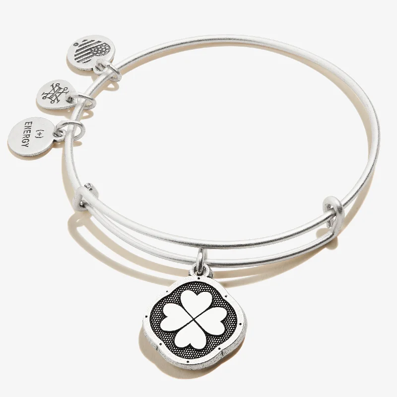 Four Leaf Clover Charm Bangle, 'Sweet Serendipity'