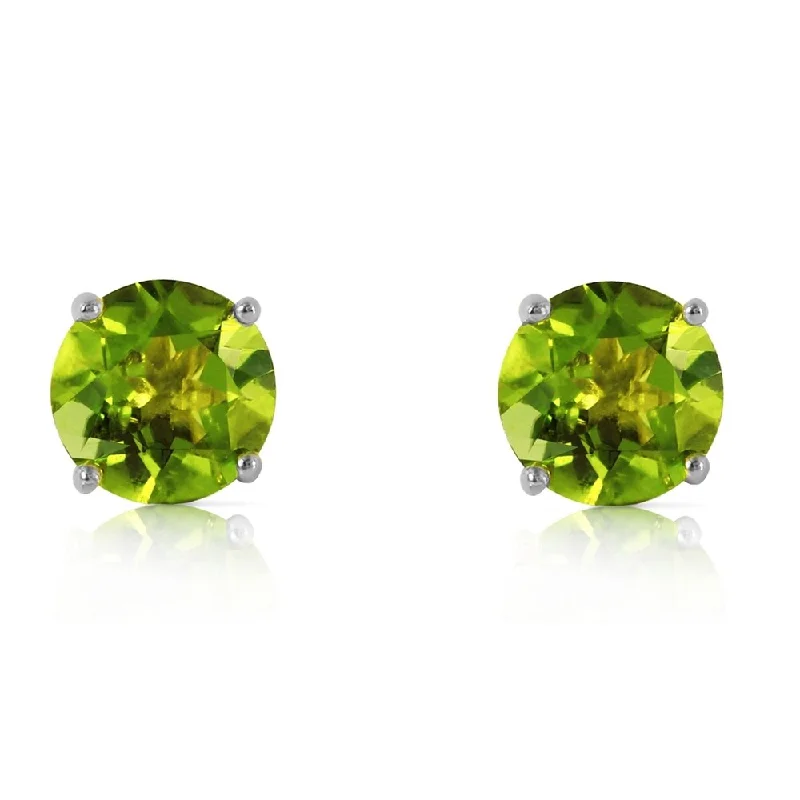 3.1 Carat 14K Solid White Gold Stud Earrings Natural Peridot