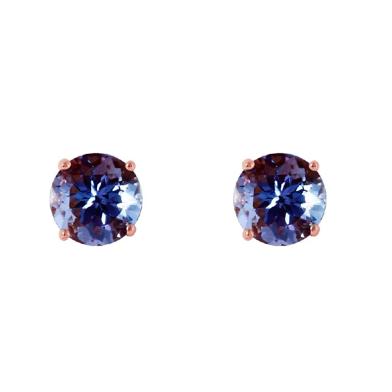 0.95 Carat 14K Solid Rose Gold Anna Tanzanite Stud Earrings