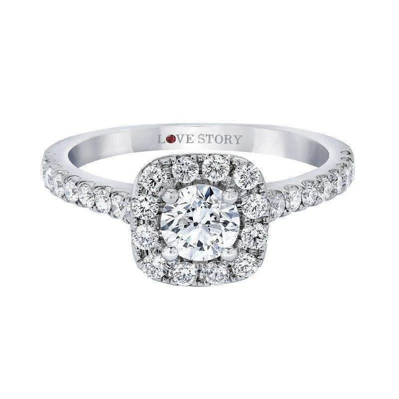 Love Story Promise  Halo Diamond Engagement Ring