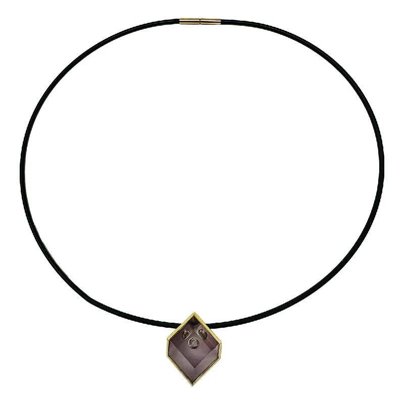 Munsteiner Rubber Wire Necklace with 18K Gold Pendant with Amethyst