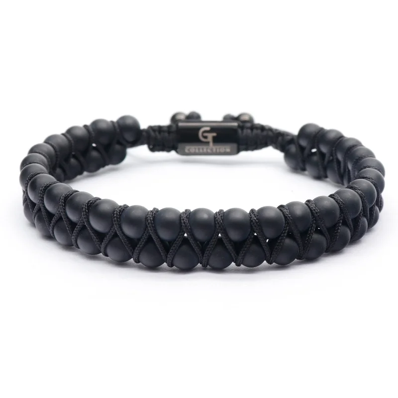 Men's MATTE ONYX Double Bead Bracelet