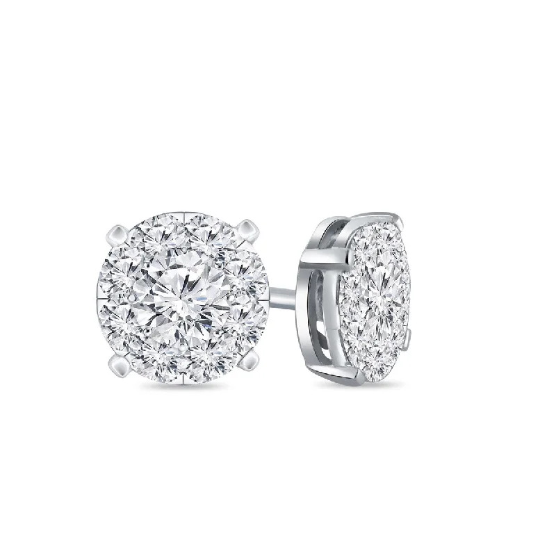 Auriya 14k Gold 1/4ctw Round Halo Pave Diamond Stud Earrings (H-I, I1-I2)