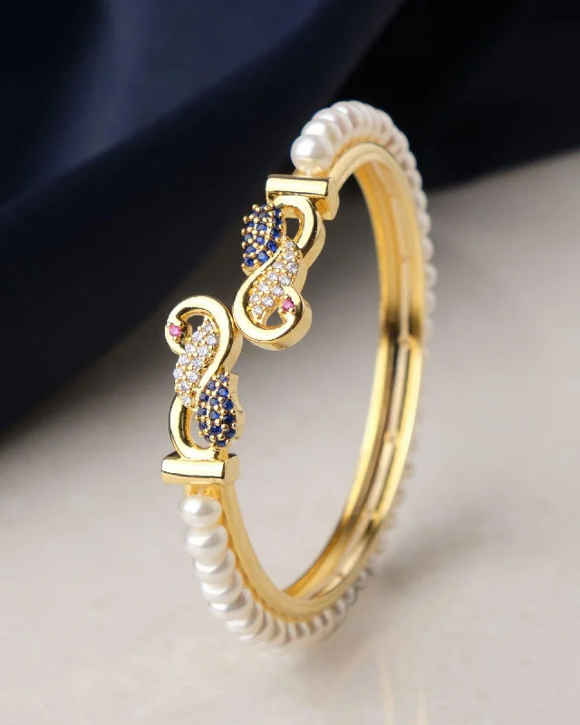 Trendy Stone Studded Pearl Bangle