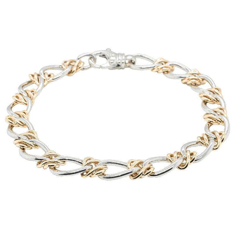 9ct Yellow Gold & Sterling Silver Celtic Weave and Oval Curb Bracelet