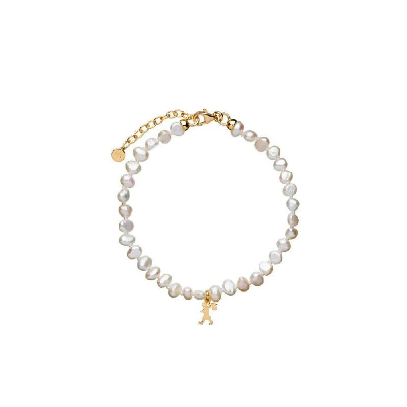 Karen Walker Mini Girl With Pearls Bracelet - 9ct Yellow Gold