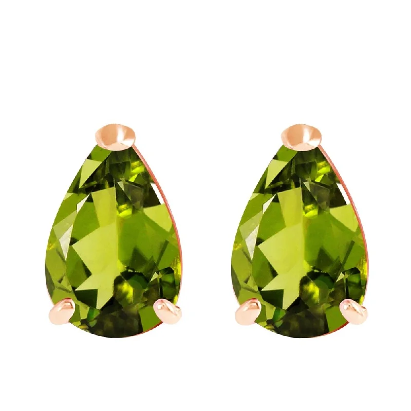 3 Carat 14K Solid Rose Gold Allure Peridot Stud Earrings