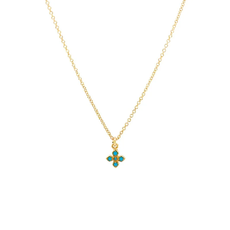 Tiny Turquoise Cross Necklace