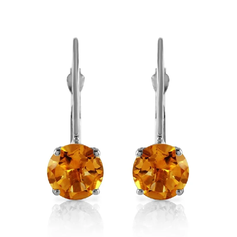 1.2 CTW 14K Solid White Gold Mending Fences Citrine Earrings