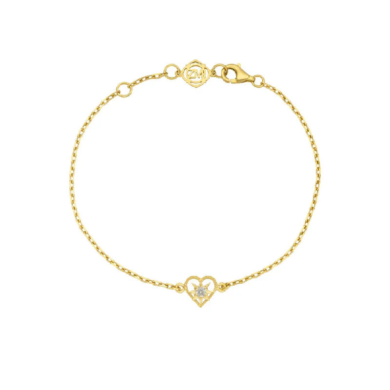 Zoe & Morgan Kind Heart Bracelet - Gold Plated & White Zircon