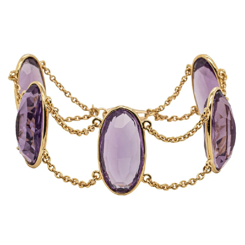 18ct Yellow Gold 48.37ct Amethyst Bracelet