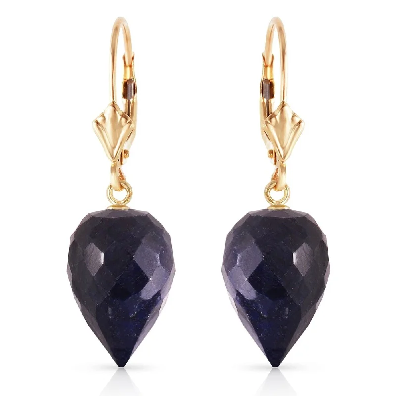 25.7 Carat 14K Solid Gold Drop Briolette Sapphire Earrings