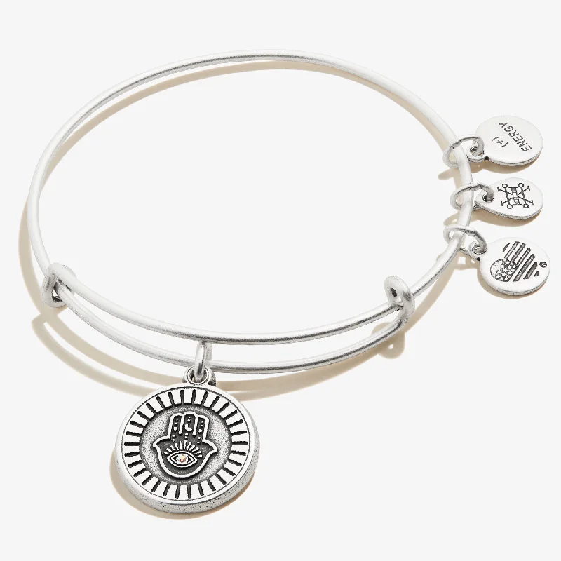 Hamsa Embossed Charm Bangle